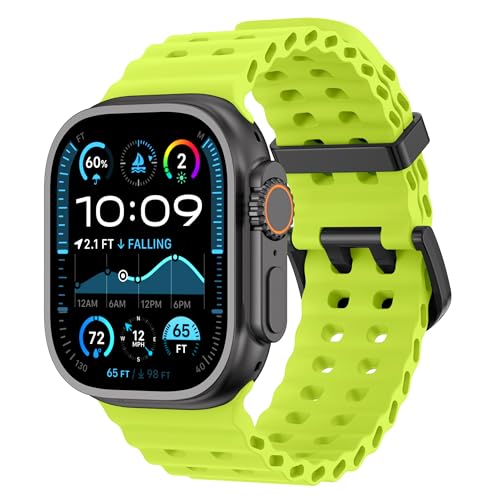 Image of Ocean Band Compatible with Apple Watch Strap 49mm 46mm 45mm 44mm 40mm 41mm 42mm Silicone Replacement Band for Series 12 11 10 9 8 7 6 5 4 SE Ultra 3 Strap