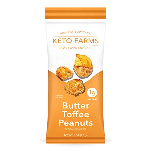 Butter Toffee Peanuts by Keto Farms, Keto Candy Snacks (1g Net Carb) 1 Ounce, 6 Count | Keto Friendly Dessert - No Sugar Added, Real Food Ingredients, Satisfies Candy Cravings