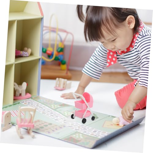 ZUNOXAZ Puppenwagen Miniatur Doll Carriage für Puppenhaus Dekoration Leicht Detailgetreu Fördert Kreativität und Eltern Junge Mädchen Interaktion – Bild 6
