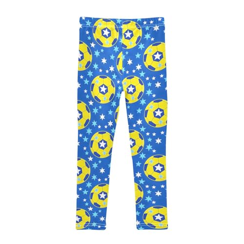 Yellow Football Star Girls Leggings Soft Stretch Workout Yoga Dance Pants for Kids Casual Tights2