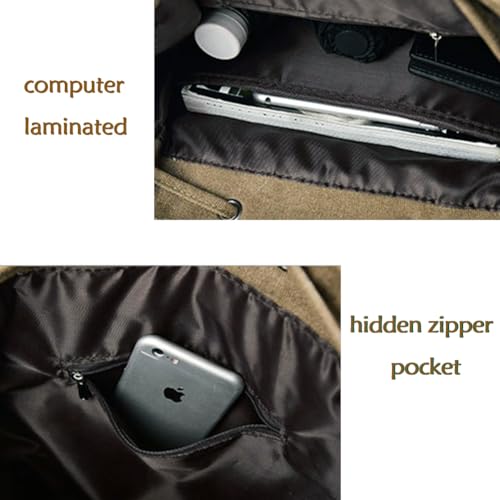 SIQITECHNO Canvas Backpack Vintage Backpack College Backpack for Men Women Rucksack Bookbag Gift for Men Fits 14 Inch Laptop4