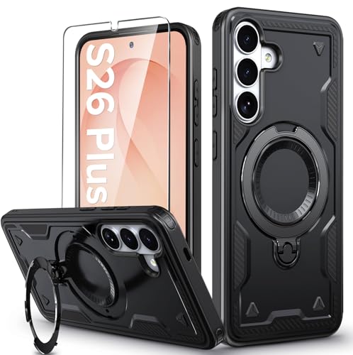 Image of for Samsung Galaxy S26 Plus Case Magnetic with stand, with Mag-Safe, with Screen Protector, Wireless Charging, Shockproof for Samsung S26 Plus 5G Phone Case, Ring Holder Cover for Samsung S26 Plus