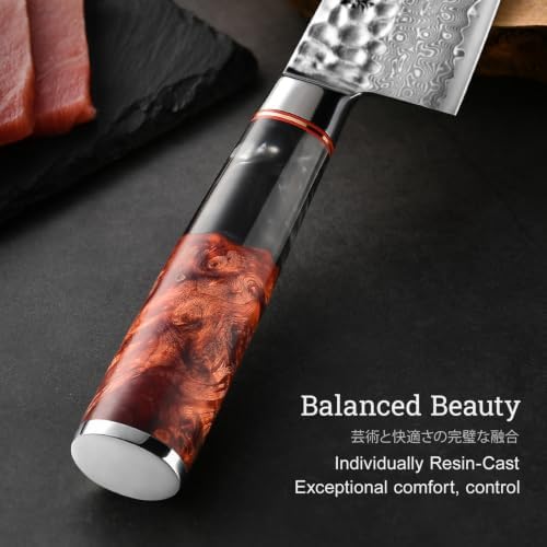 8'' Japanese Chef Knife, Professional Handcrafted Damascus VG10 Steel - 3