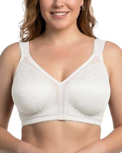 HACI Women's Minimizer Bra Full Coverage Non Padded Wirefree Plus Size for Large Bust Support Seamless(38C, White)