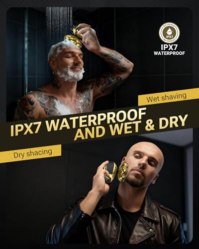 Image of Head Shaver for Bald Men, 7D Floating Electric Razor, Close Smooth Shave for Head, Flexible Heads, Replaceable Blade, IPX7 Waterproof Wet Dry Use, LED Display, USB Charging Gray