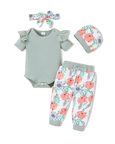 Image of Doresbebe Baby Girl Clothes Newborn Infant Outfits Cute Summer Clothes Spring Romper Set+Hat+Headband