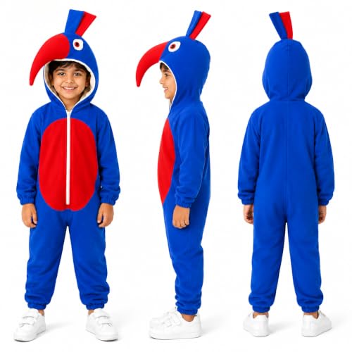 Image of Raj Costume Animal Fancy Dress Costume for Boys & Girls | Hooded Full Body Wildlife Zoo Animal Jumpsuit | Soft Costume for School Function, Fancy Dress, Halloween, Birthday, Cosplay & Role Play