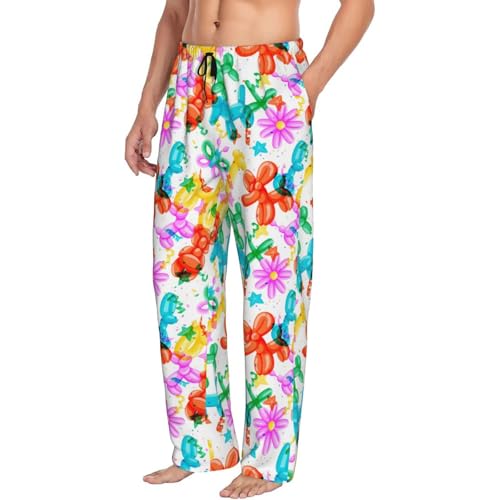 Buewutiry Colorful Air Balloons Mens Pj Pants,Soft Men Lounge Pants,Mens Pajama Pants Bottoms,Sleep Pants For Men Black