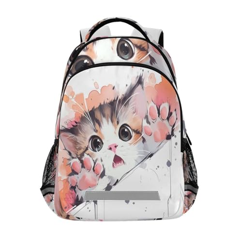Sac à dos enfants chats aquarelle avec sangle de poitrine