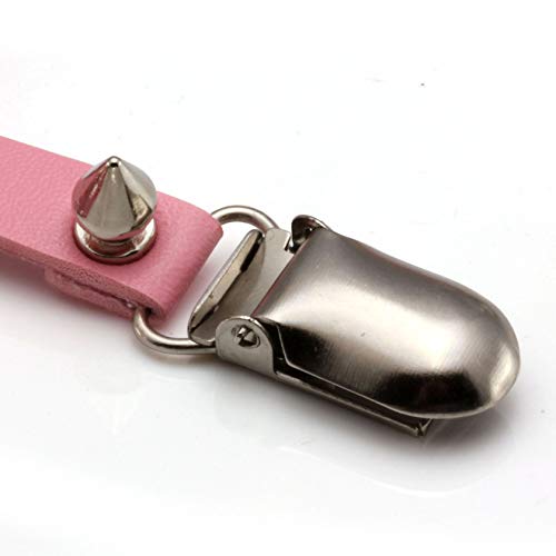 MILAKOO 2 Pcs Women PU Leather Punk Rivet Stud Leg Garter Belt (Pink)