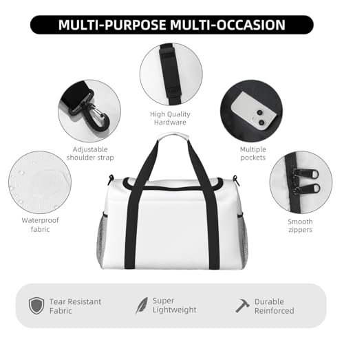 Solid Color White Hand Travel Bag.Fashionable Design, Large Storage Capacity, Suitable For Business Trips And Short Trips.4