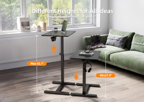 Image of Claiks Mobile Rolling Desk Small Portable Laptop Cart Bedside, 28 inch Black