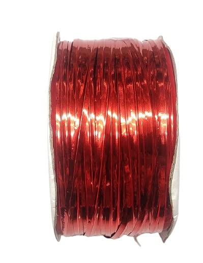 Image of Prokart Twisting Wire Ribbon1 Roll, 60 Mtr, Also Known as Twist N Tie Wire. 4mm Wide x 0.5 Thick Wire .for Decoration, Crafts, Knoting Gifts & Multi Products (Red)