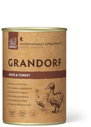 Grandorf - Ente und Pute - Hypoallergenes Nassfutter - Alle Rassen Hundefutter 6 x 400 g