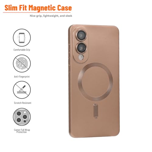 Image of Magnetic for Samsung Galaxy S25 Edge Case,Soft Silicone Slim Fit Anti-Scratch Phone Case Cover with Camera Protection,Compatible with MagSafe,Brown