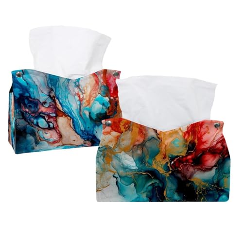 Paquete de 2 fundas para caja de pañuelos para habitación, hogar y oficina, soporte para cajas de pañuelos de mármol
