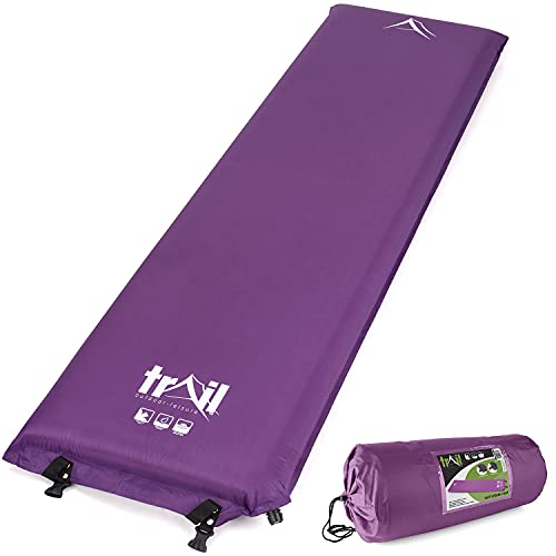 Trail Self Inflating Camping Mat Extra Thick 10cm Single Mattress With Bag Purple