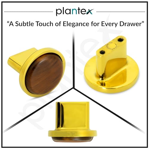 Image of Plantex Knobs for Drawer /Round Drawer Knobs /Knobs for Cabinets /Pull-Push Knobs for Kitchen /Bedroom Drawer - Pack of 6 (Small, Gold & Wood)