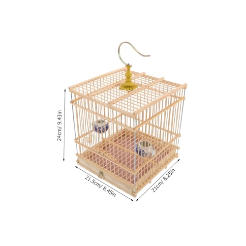 Cage à oiseaux bambou habitat rectangulaire pour inséparables et chardonnerets