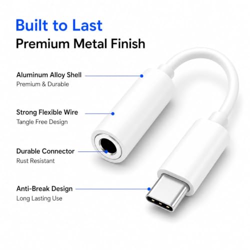 Image of Elebase Type C to 3.5 mm Audio Jack Connector with DAC Headphone Converter Adapter Compatible with iPhone 15 Pro Max /15 Pro /15 Plus, Galaxy S23 /S22 /S21 /S208 & Other Type C Phones