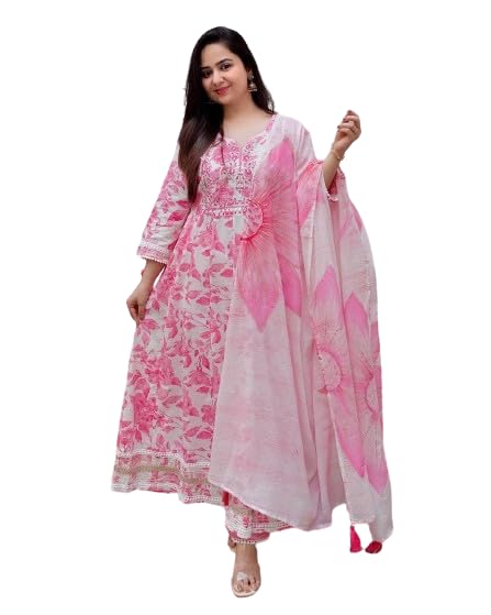 Image of Printed Kurta Set with Trousers and Dupatta