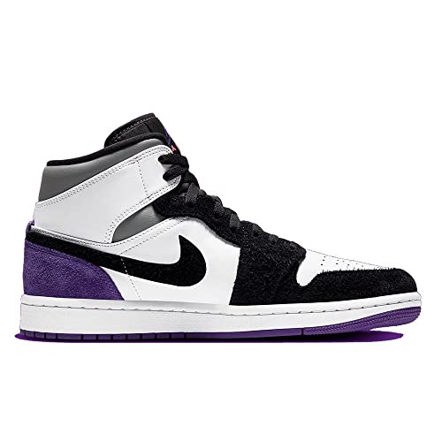 Nike Mens Air Jordan 1 Mid SE - 852542 105 - White Court Purple Black - Trainers for Men - Mid top Air Jordan Shoes for Men Court Purple2