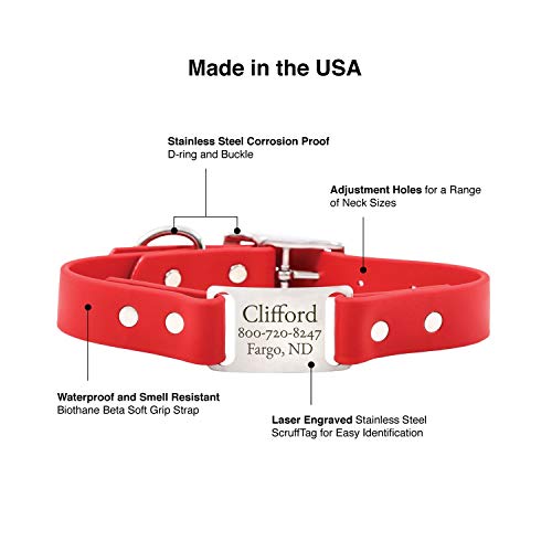 dogIDs Personalized Waterproof ScruffTag Dog Collar, Made in USA - Soft Grip, Adjustable, Odor Resistant, Custom Laser Engraved Name Plate - Hunter Green, 5/8 in x 12 in (Fits Neck Sizes 11-13 in) - Image 3