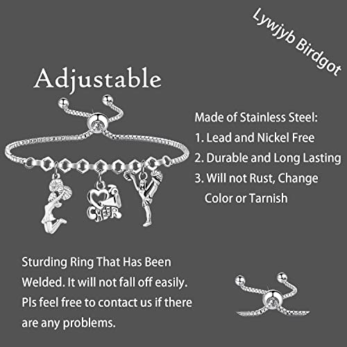 Lywjyb Birdgot Cheer Charm Bracelet Cheerleader Jewelry Cheer Gift Cheerleading Coach Gift (cheer br card)3