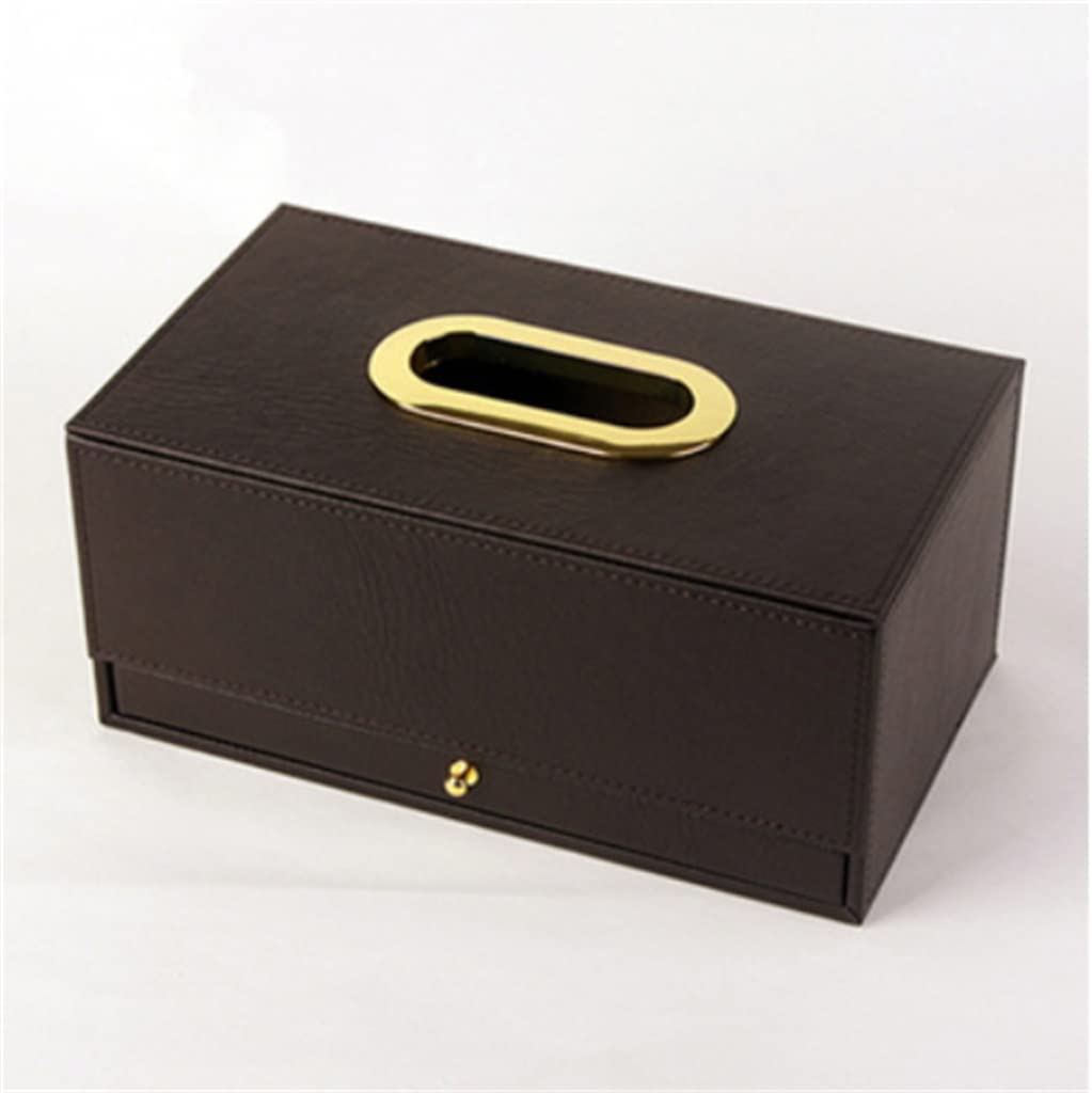 GTHTUHFD Household Rectangular Drawer Tissue Box Hotel Multifunctional Living Room Leather Storage Paper Box,Brown-240 * 140 * 108MM