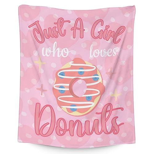 Girls Blanket - 50"x60" Cute Donut Throw Blanket Gifts for Girls - Pink Soft Fuzzy Doughnut Blanket for Bed, Couch & Living Room