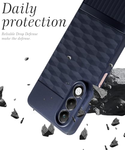 Image of WOW IMAGINE Back Cover for Oppo K13x 5G with Hexa Cube Design | Ultra Slim Soft Rubberised Case | Inner Velvet Fabric | Matte Silicone Flexible Mobile Case | Camera Protection - Blue