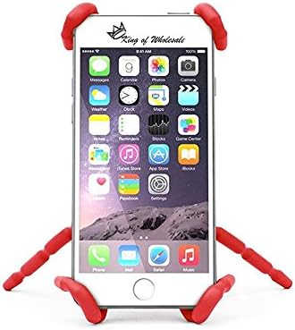 KingOfWholesaleBendable Spider Phone Holder - Universal Flexible and Fully Adjustable Grip Mount Dock Stand Cradle for any Car or Bicycle/Vent/GPS/Red By K.O.W