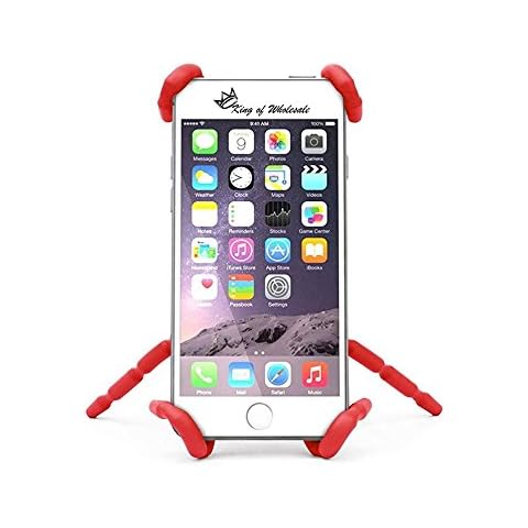 KingOfWholesale Bendable Spider Phone Holder - Universal Flexible and Fully Adjustable Grip Mount Dock Stand Cradle for any Car or Bicycle/Vent/GPS/Red By K.O.W Cover