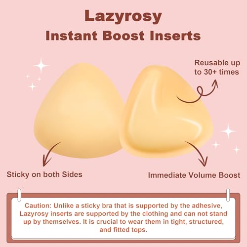 Image of LAZYROSY Double Sided Sticky Invisible Push up Silicone Bra Ultra Boost Inserts Pads Reusable Push Up Lift Self Adhesive Bra Pads for Bikini Swimsuit (Light Yellow, B)