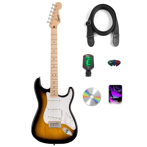 Image of Fender Squier Sonic Stratocaster - 2-Color Sunburst Bundle with Tuner, Strap, Picks, and Austin Bazaar Guitar DVD