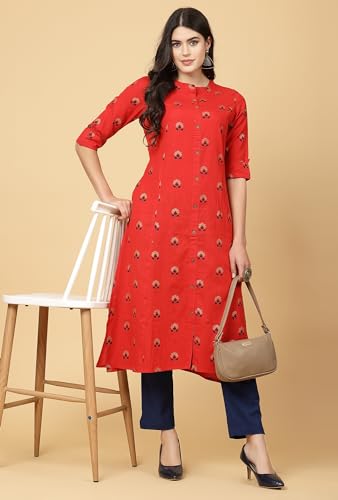 Image of Pistaa's Women's Cotton Relaxed Fit A Line Kurta