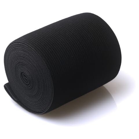 RERIVER 4 Inch Wide Elastic Band 3 Yards Knitted Stretchy Elastic Spool Straps for Sewing Craft, Black Cover