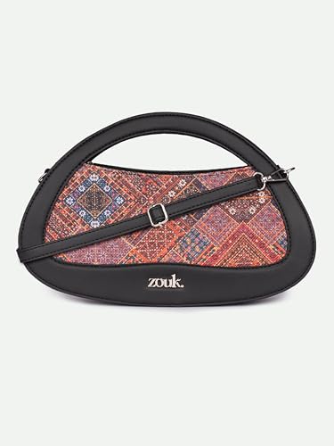 Image of ZOUK Nadia Sling Bag for Women - Stylish Crossbody with Cutout Top Handle | Handcrafted Shoulder Bag with Multiple Pockets & Water-Resistant Lining | Formal & Casual Use |