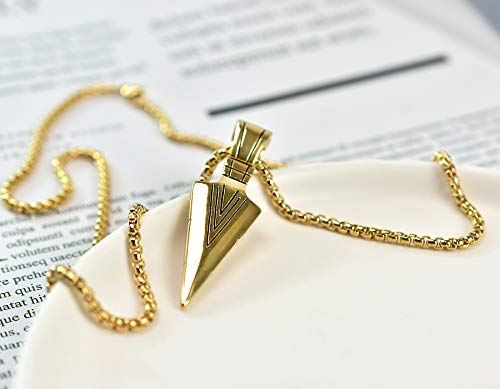 Image of Necklace for Men Stainless Steel Necklace for Women Triangle Necklace Arrowhead Pendant Necklace Charm Pendant with Chain Link Classic Fashion Jewelry for Boys Teens and Girls Unisex