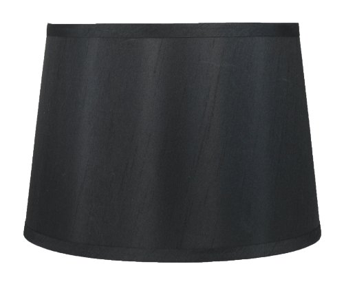 Urbanest French Drum Lampshade, Faux Silk, 12-inch by 14-inch by 10-inch, Black, Spider Fitter