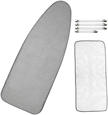 Extra-Wide Ironing Board Cover and Pad Replacement with Scorch and Stain Resistant Thick Padding and Elasticized Edge 18" x 49" Ironing Board Covers 4 Fasteners and 1 Protective Scorch Mesh Cloth