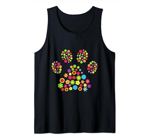 Dog paw flowers dog mom miss Dog Lovers Bello Tank Top, Black