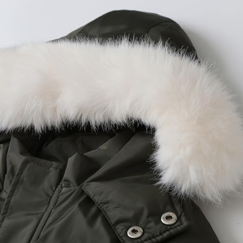 Infant Boys Girls Winter Thicken Hooded Coat Jacket Snowsuit Toddler Windproof Warm Jumpsuit Outwear Snow Wear Girls Overalls Size 8 (Army Green, 6-12 Months)4