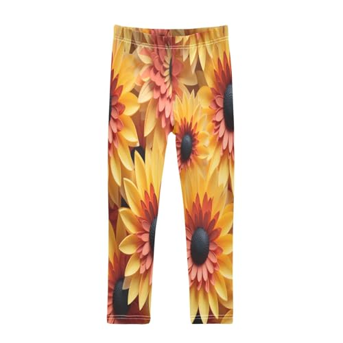 Bolaz Toddler Girls Leggings Printed Yoga Pants Leggings Sunflower Pattern for Kids