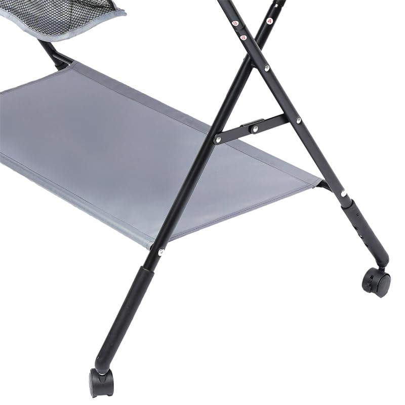 Fasciatoio Pieghevole con Ruote per Bagnetto Neonati Fasciatoio Portatile Cambio Pannolini con Tasche a Rete e Scomparti Portaoggetti Fasciatoio per Bambini (80 * 63 * 96cm-Grigio)