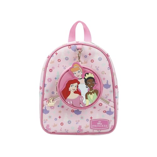 Disney Princesa Ariel Cinderela e Tiana Rosa 26,7 cm Mini Mochila PU para meninas