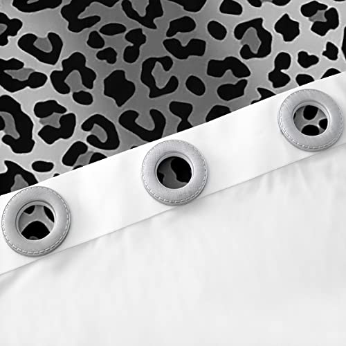 Leopard Print Window Curtain Black Grey Cheetah Fur Curtains Africa Animals Window Treatment Curtain For Kids Teens Boys Adult Room Decor Gradient Stripes Window Drapes,Top 2 Panel,42Wx63L #TOP4