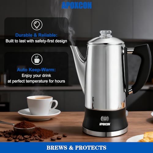 APOXCON 12-Cup Stainless Steel Percolator