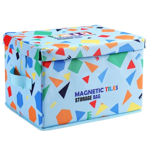 FNJO Toy Storage Bin,Foldable Toy Organizer with Lid, Playroom Organizer,Toy Holder,Storage Box for Magnetic Tiles and other gadget