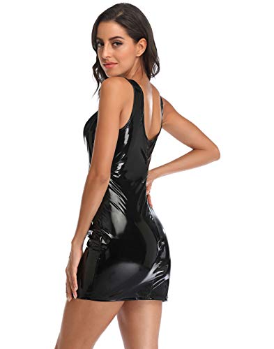 Hde HDE-55438 Womens Latex Mini Dress Faux Leather Bodycon Sexy Club Dresses thumb #3